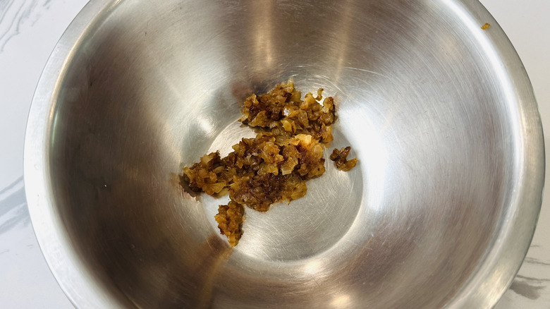Chopped caramelized onions in a bowl
