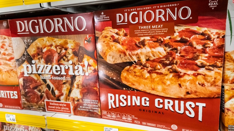 DiGiorno pizzas in the grocery store
