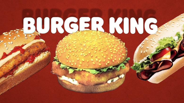Composite image of Burger King Whaler, Yumbo, and Italian Chicken sandwiches