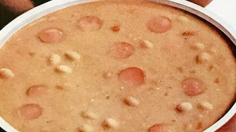 Close-up of Hot Dog Bean Soup