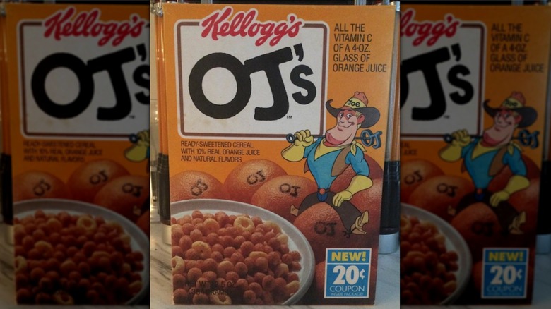 OJ's cereal box