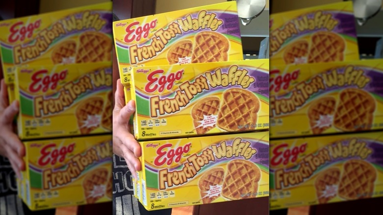 Three boxes of Eggo French Toast Waffles