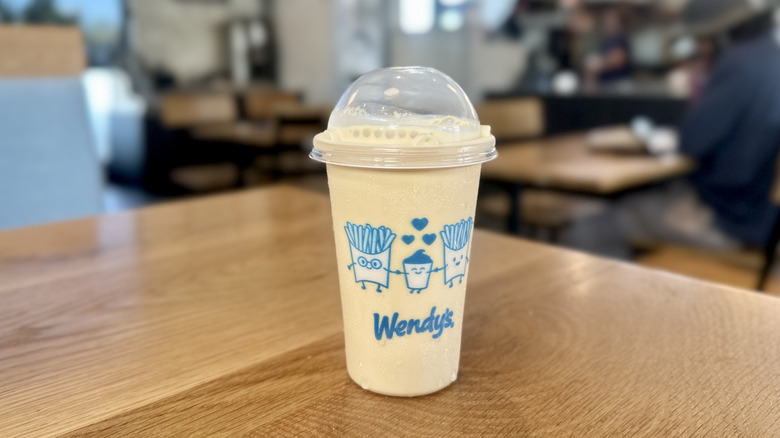 Pumpkin spice Frosty on a table