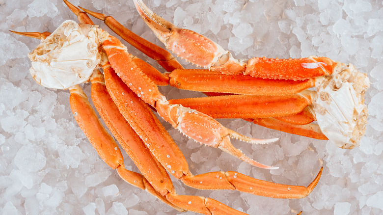 snow crab legs on ice