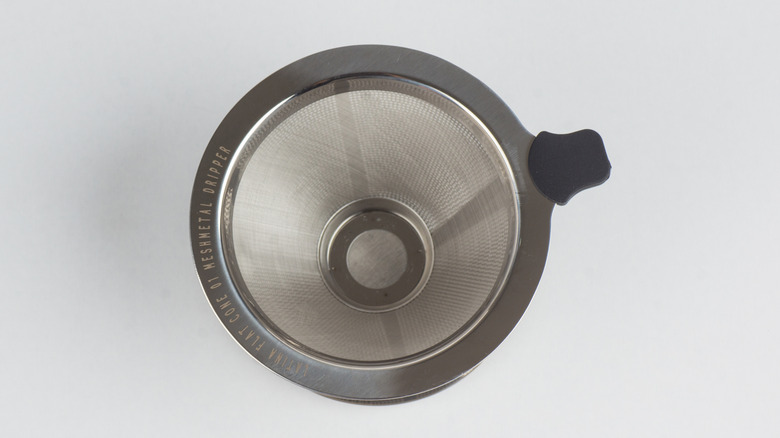 Aerial view of metal coffee filter