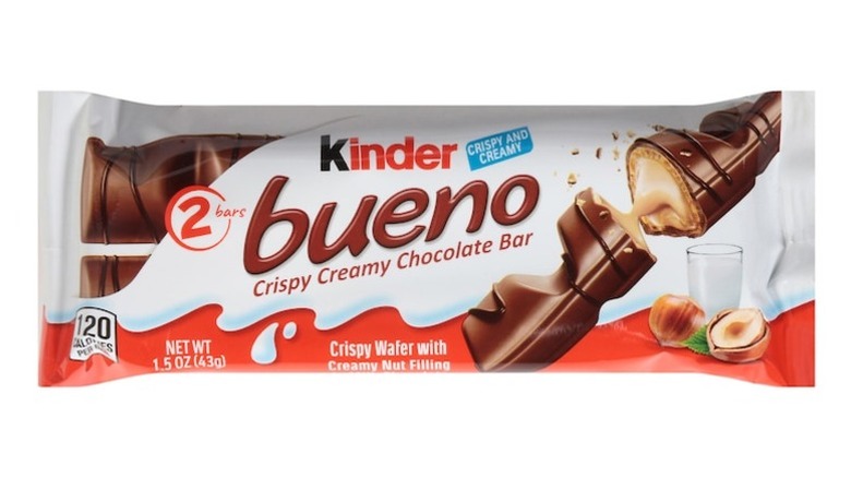 Kinder Bueno bar on a white background.