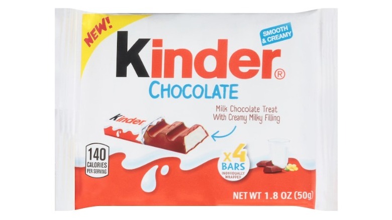 Kinder Milk Chocolate Bar on a white background.