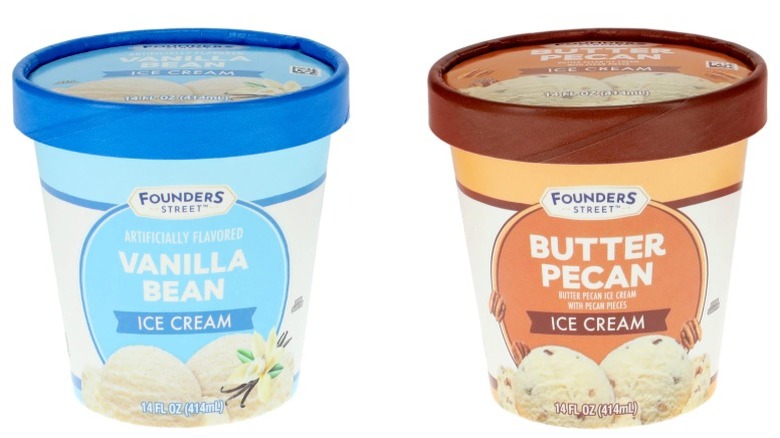 cartons of Founders Street Vanilla Bean and Butter Pecan Ice Cream