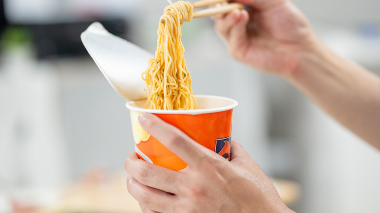 A cup of instant noodles