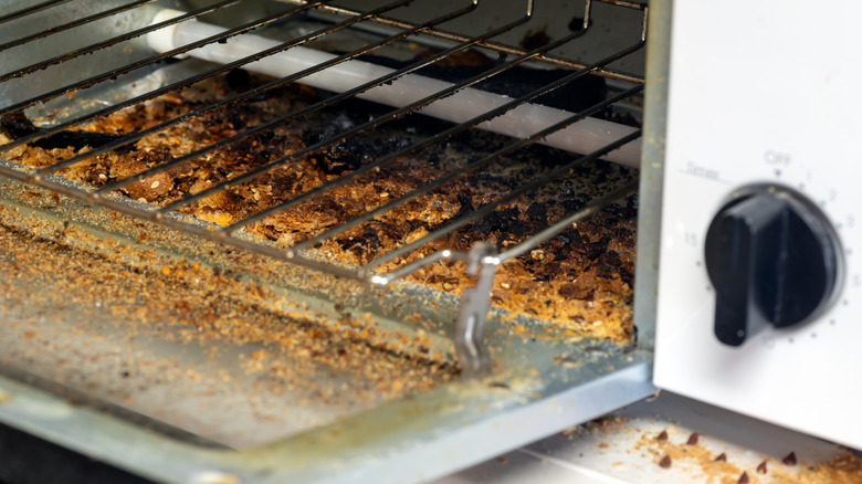 A dirty toaster oven