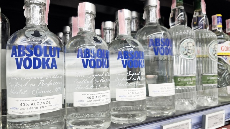 Absolut Vodka bottles on a store shelf