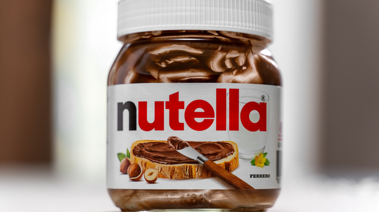 Nearly empty jar of Nutella