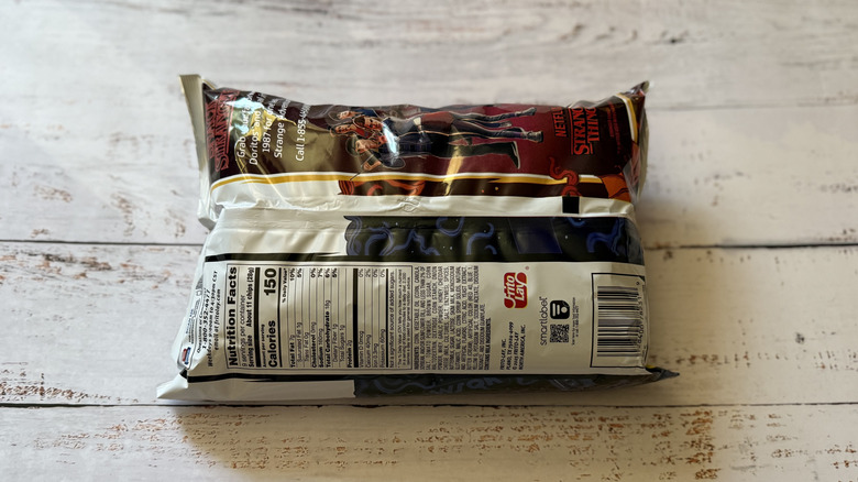 back of the Doritos x Stranger Things Pizza Cool Ranch Collisions bag