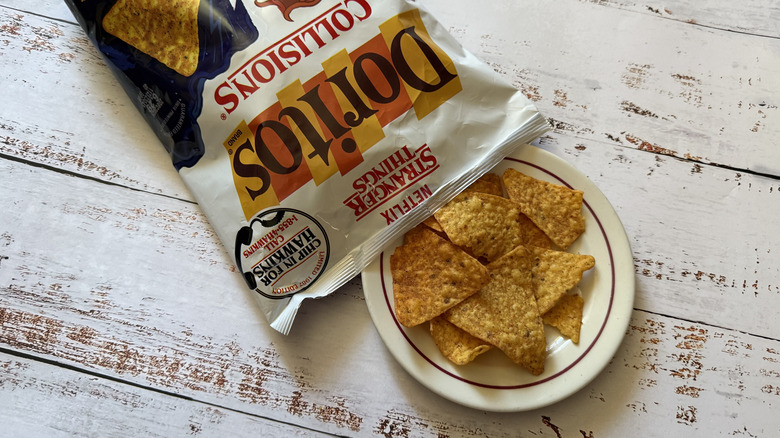 Doritos x Stranger Things Pizza Cool Ranch Collisions chips on a plate