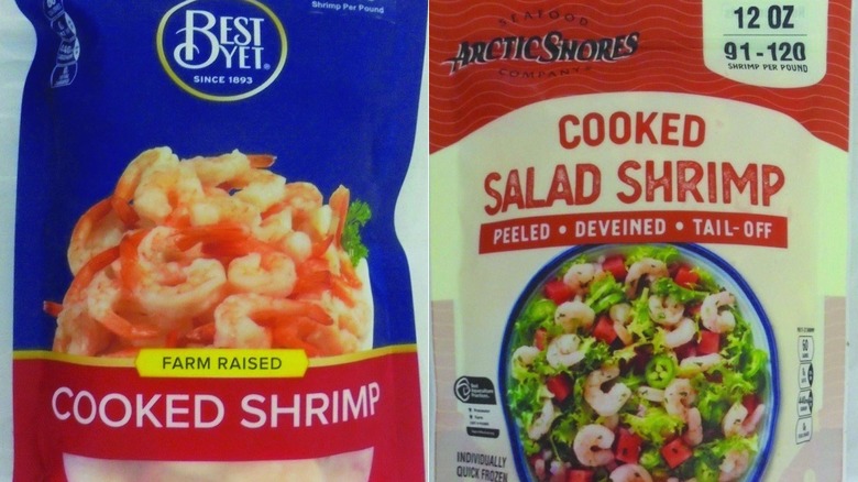 Packages of shrimp from Best Yet and Arctic Shores Seafood Co.
