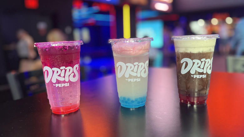 Three flavors of Drips by Pepsi sodas at Regal Theaters