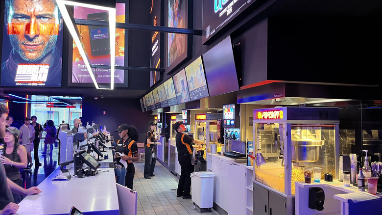 A concession stand at a Regal Cinemas theater