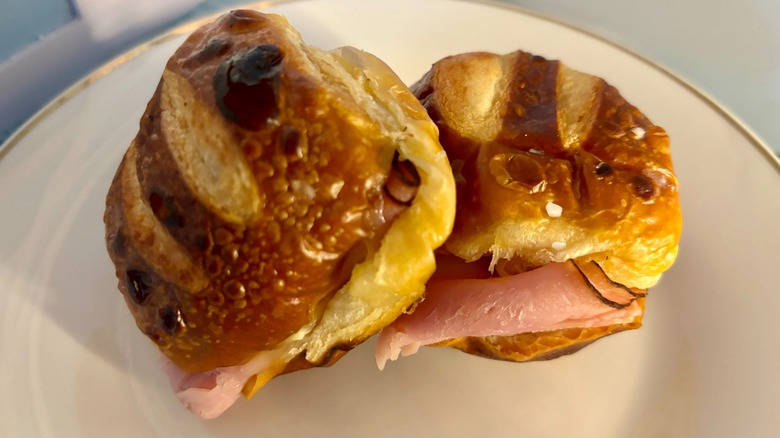 Dunkin' Ham and Swiss Pretzel Sliders on plate