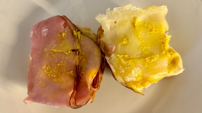 Dunkin' Ham and Swiss Pretzel Sliders opened on plate