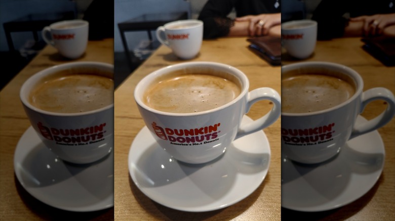 Mug of cappuccino at Dunkin'