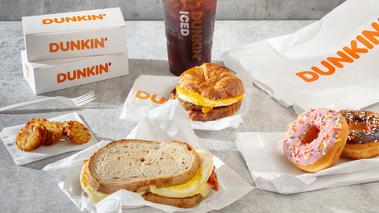 A view of a Dunkin' Donuts combo meal