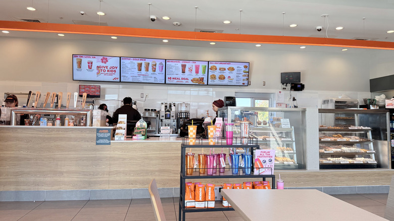 Menu board at Dunkin