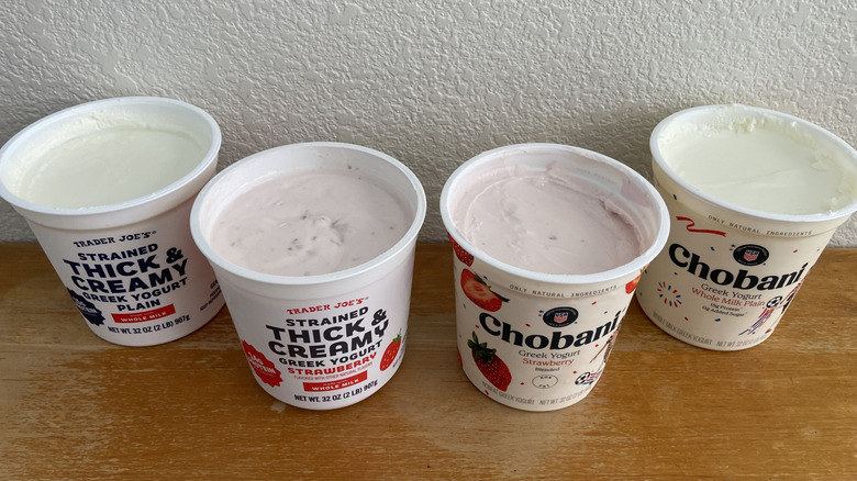 all four yogurt containers opened