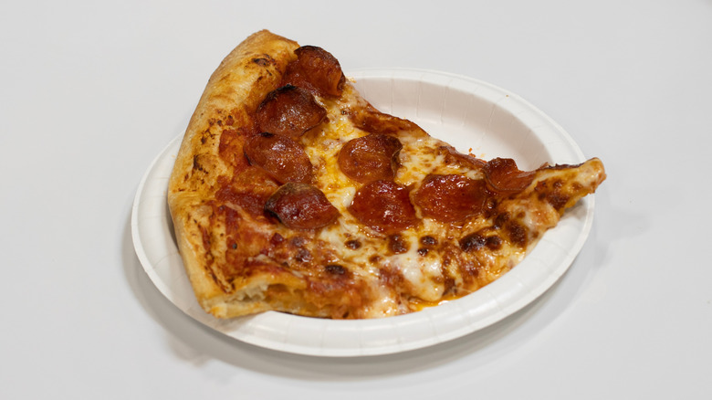 A single slice of Costco Pizza