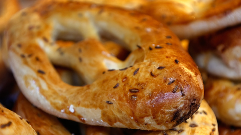Baked Lent pretzel up close