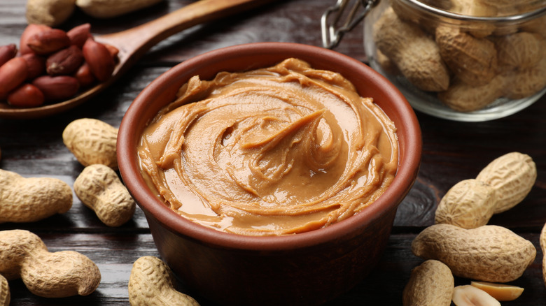 A dish full of peanut butter