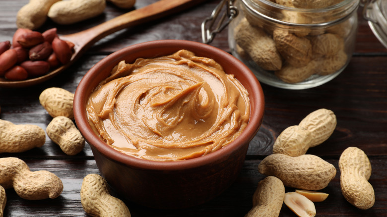 A dish full of peanut butter