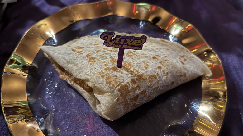 Avocado Ranch Chicken Stacker on a purple and gold plate