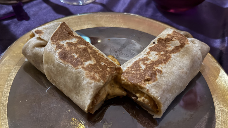 A split open Beefy Potato Loaded Griller