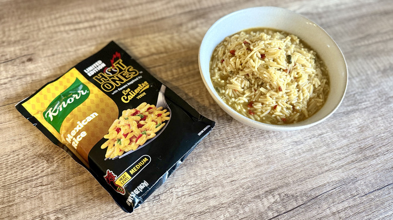Knorr Mexican Rice in a bowl next to the packet