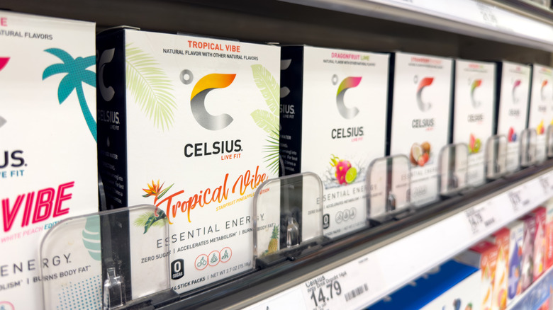 Boxes of Celsius in the grocery store