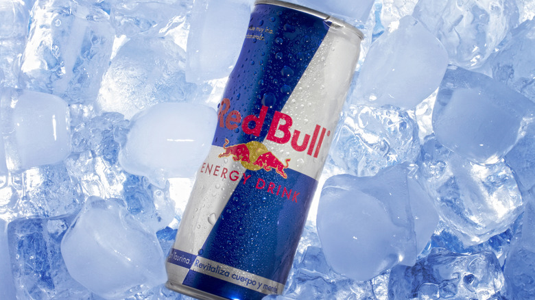 Can of Red Bull in ice