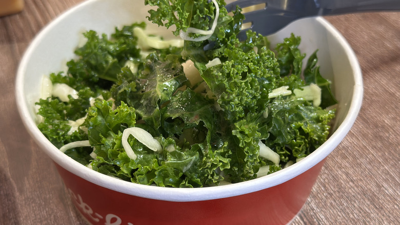 Chick-fil-A Kale Crunch Side bowl of kale with fork in it