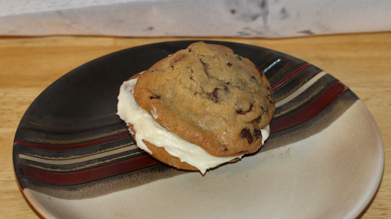 A Cinnabon Cookie BonBite Sandwich on a plate