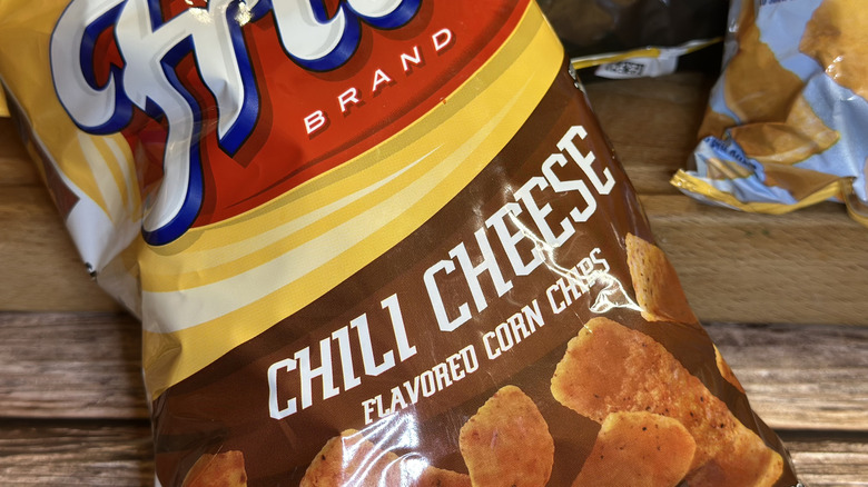 Fritos Chili Cheese bag on wooden surface