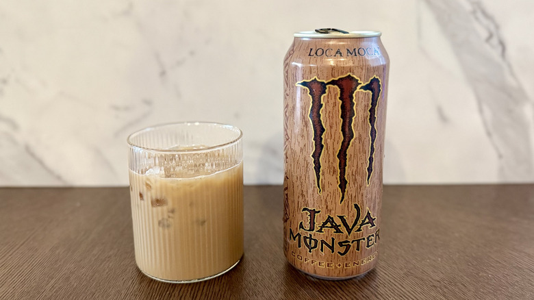 Java Monster Loca Moca can and poured in glass