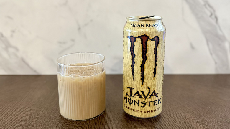 Java Monster Mean Bean can and poured in glass