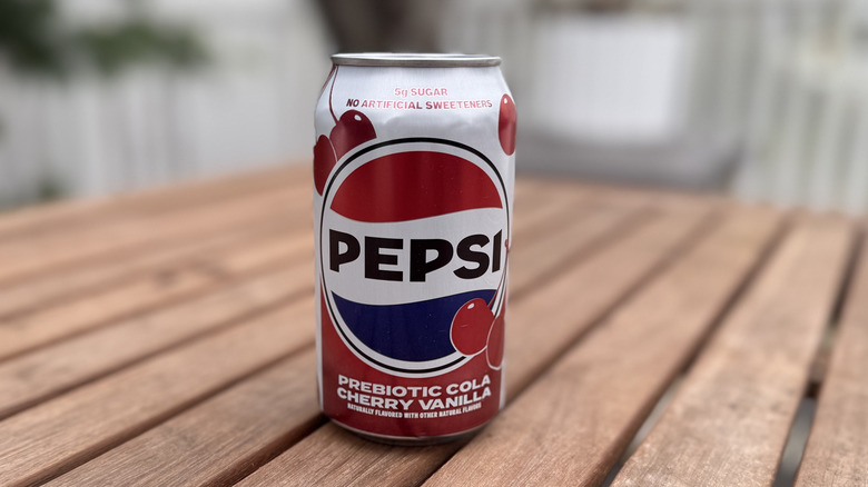 A can of  Pepsi Prebiotic Cola Cherry Vanilla