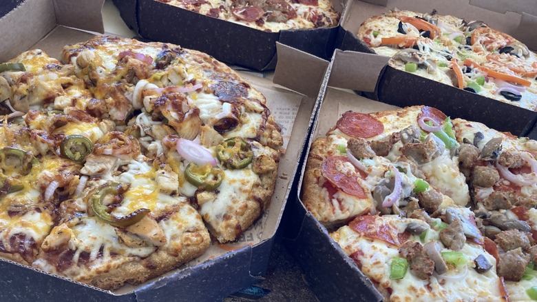 variety of Schlotzsky's pizzas