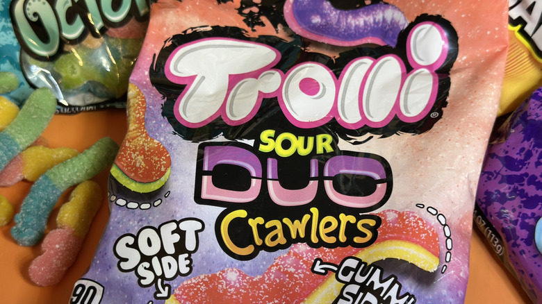 Close up of Trolli Sour Duo Crawlers package