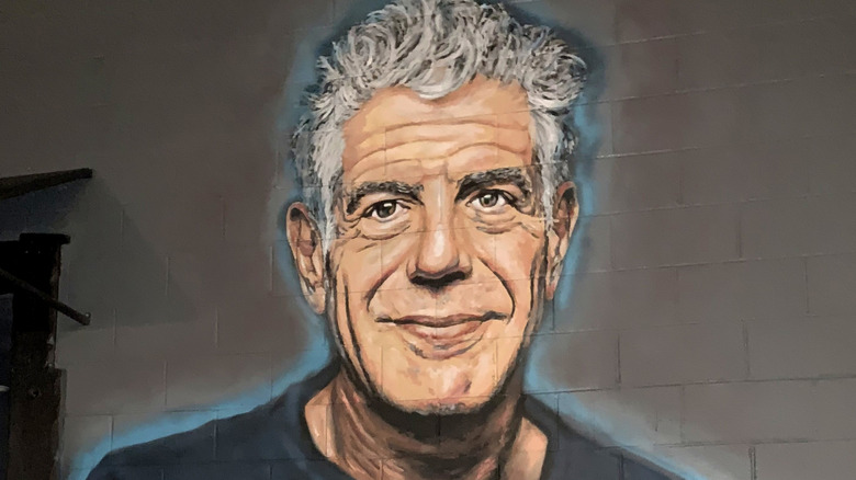 wall mural portrait of anthony bourdain