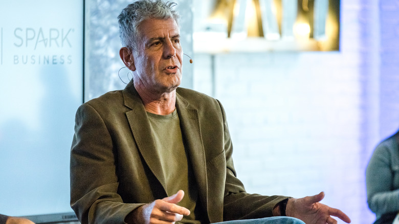 Anthony Bourdain at a speaking engagement