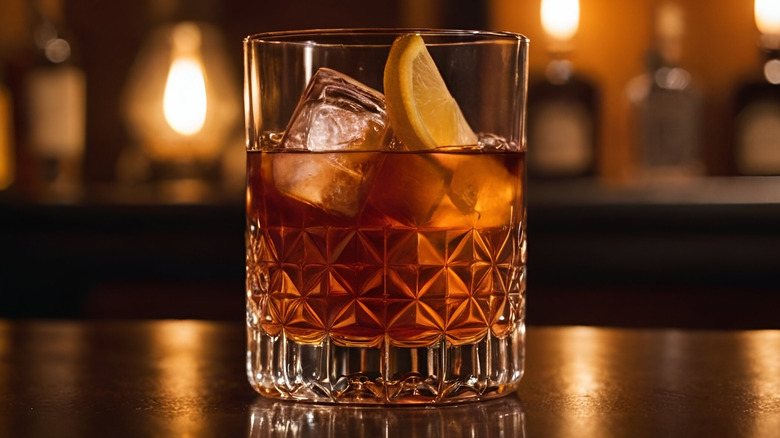 Sazerac cocktail on a bar counter