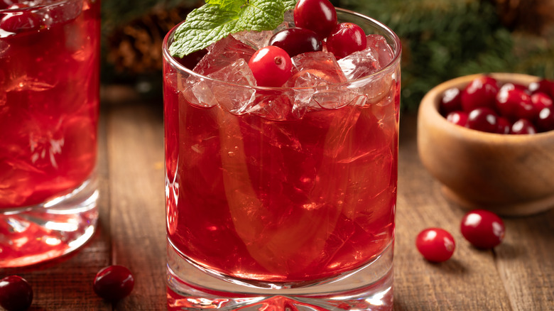 A glass of cranberry juice