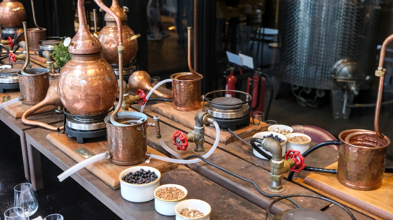 Copper moonshine making equipment and ingredients