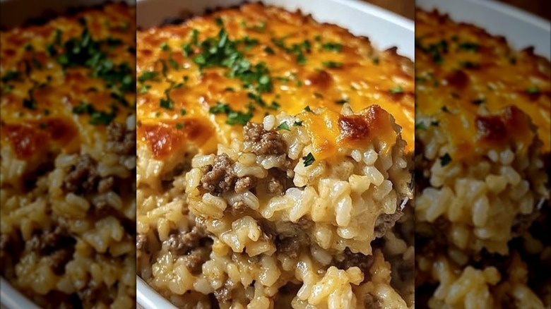Rice casserole with ground beef